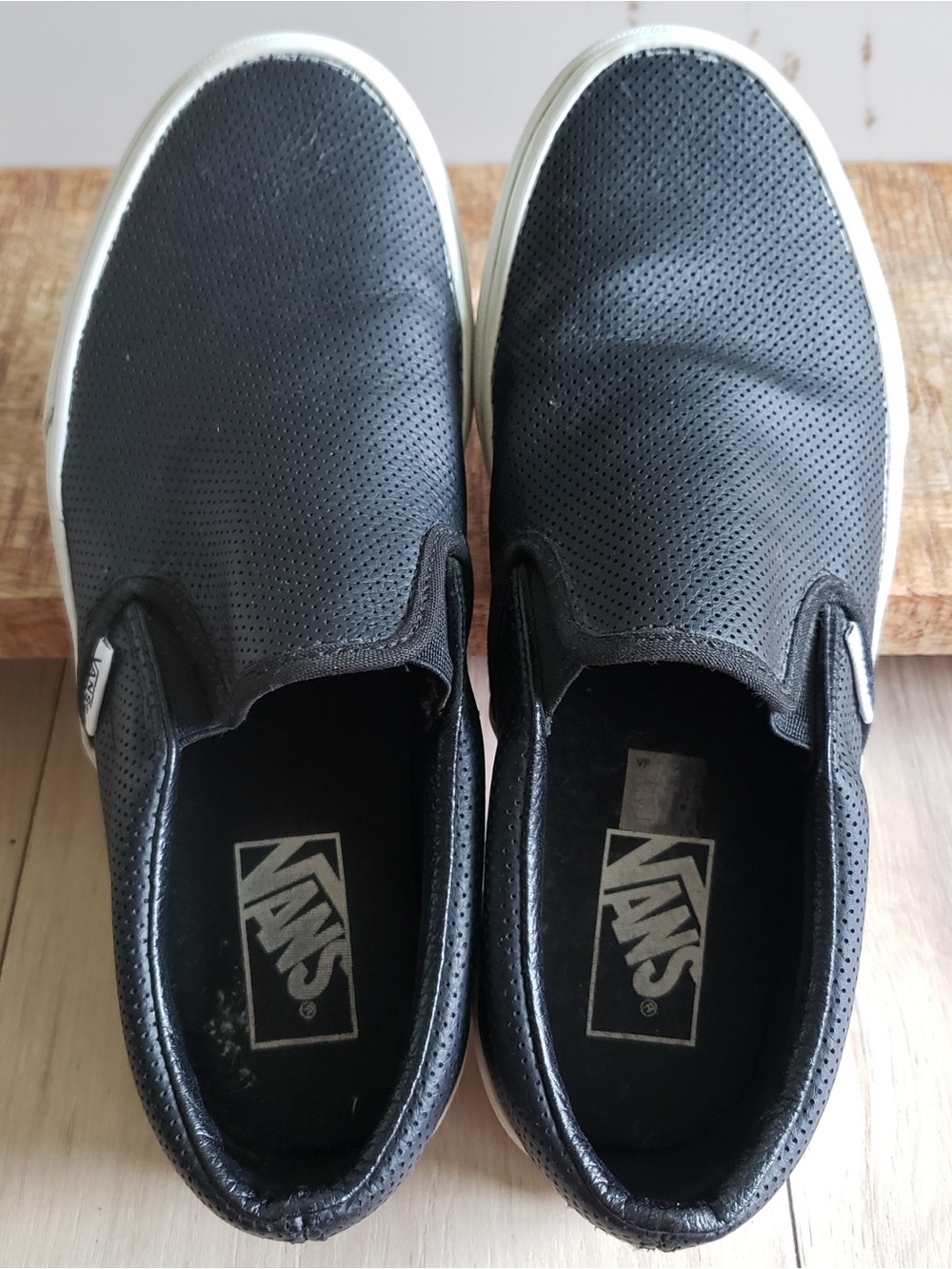 Vans Men's Black Perforated Slip-On Sneakers. Shoes